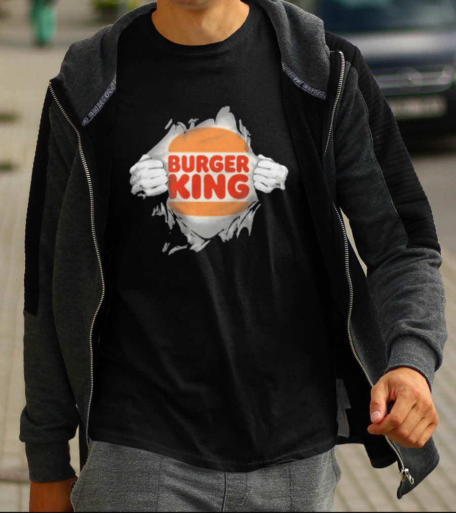 Burger King Ripped Chest Superhero Torn Employee T-Shirt