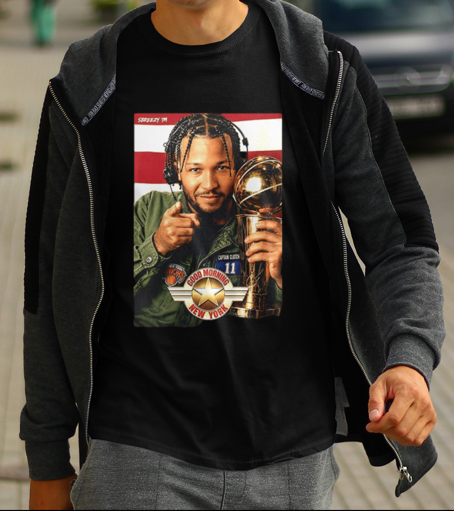 Jalen Brunson New York Knicks Captain Clutch 11 Good Morning New York NBA Trophy T-Shirt