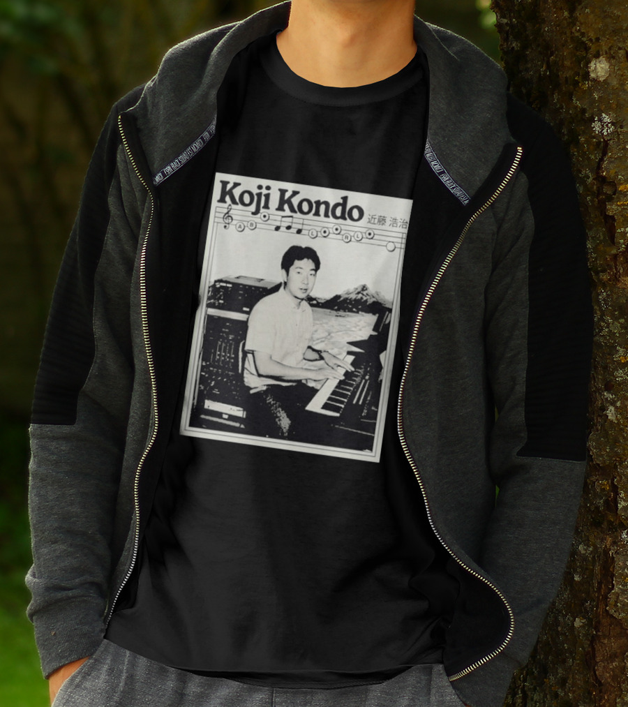 Koji Kondo Iconic Music Composer With Musical Notes And Piano Mastery T-Shirt