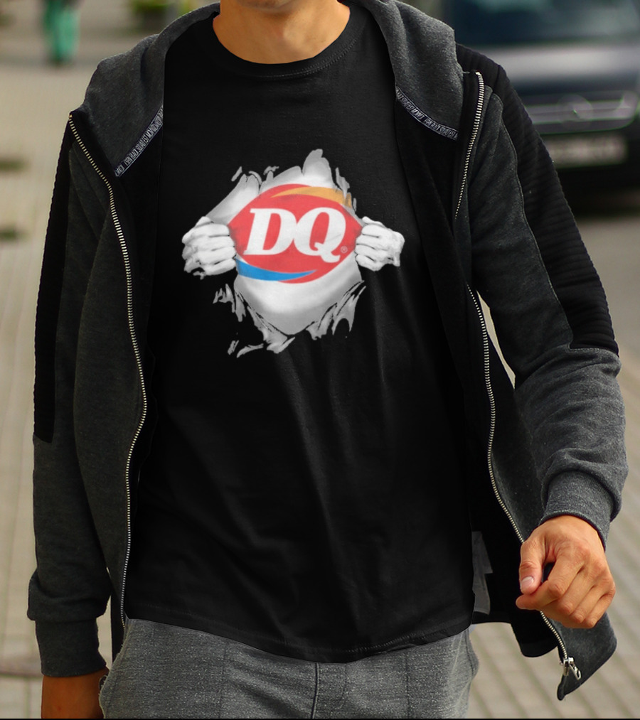 Dairy Queen DQ Superhero Ripped Chest Torn Employee T-Shirt
