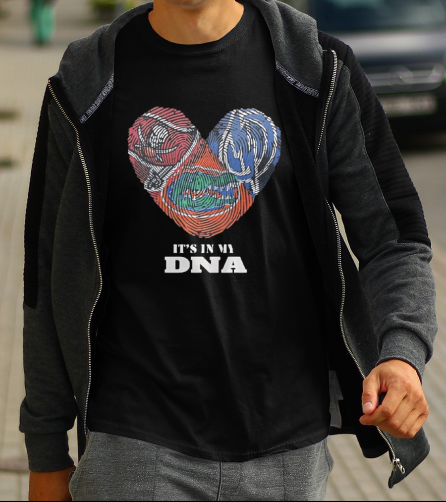 Florida Gators Fingerprint Heart It's In My DNA T-Shirt