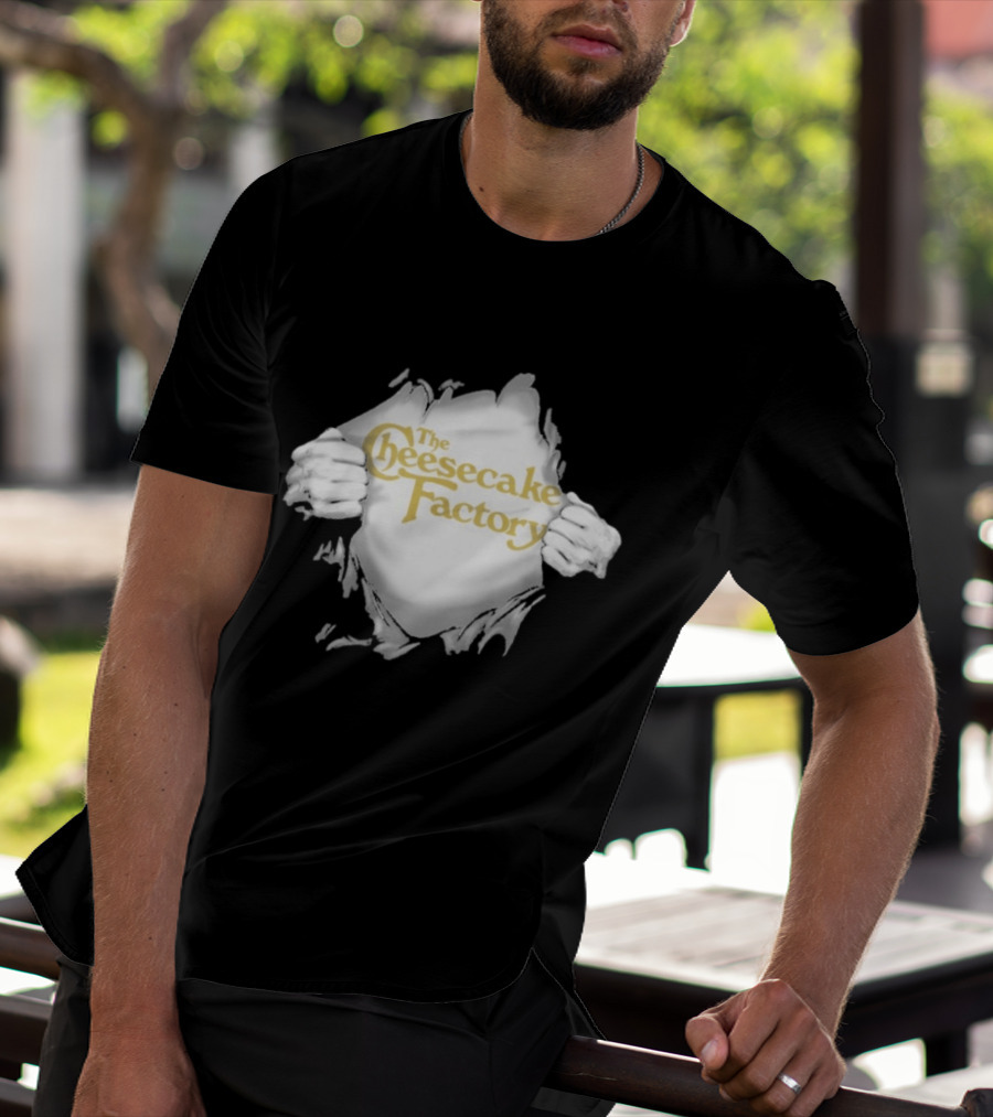 The Cheesecake Factory Ripped Chest Superhero Torn Employee T-Shirt