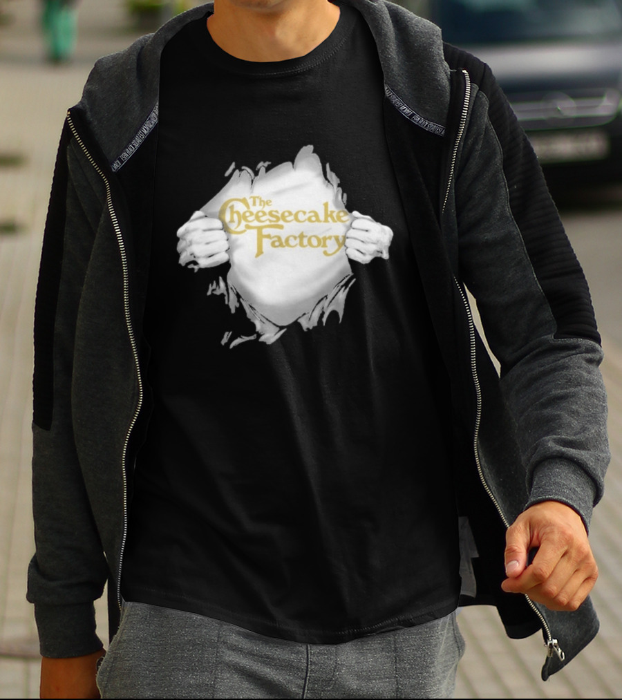 The Cheesecake Factory Ripped Chest Superhero Torn Employee T-Shirt