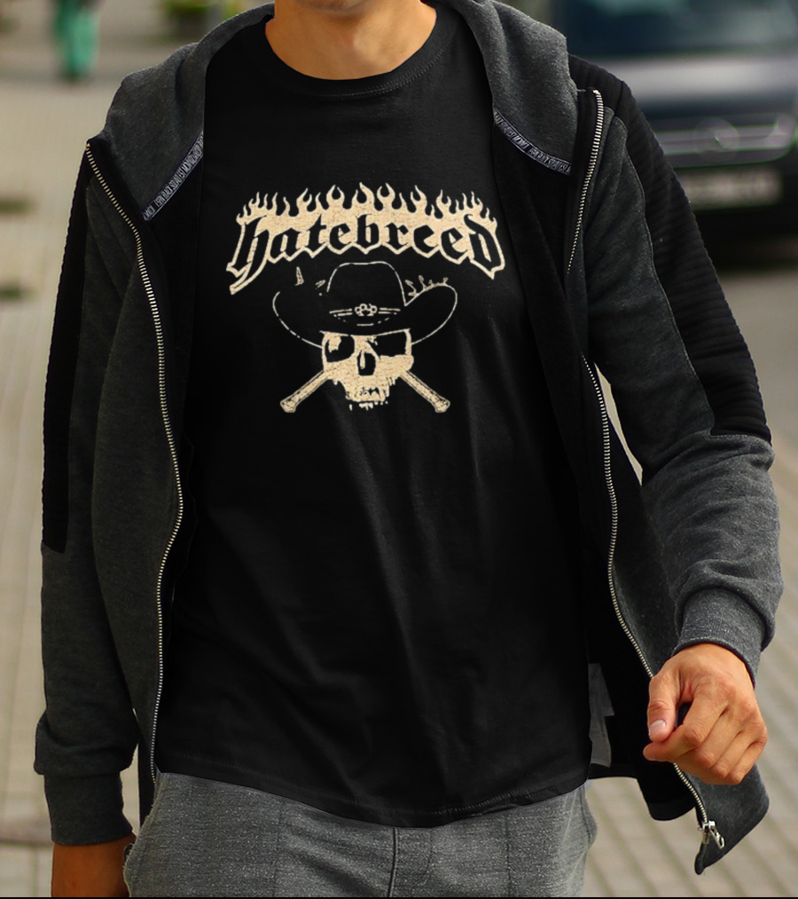 Hatebreed Skull Cowboy Hat Bones Summer Slaughter Tour 2026 Emo's Austin TX July 11 2026 T-Shirt