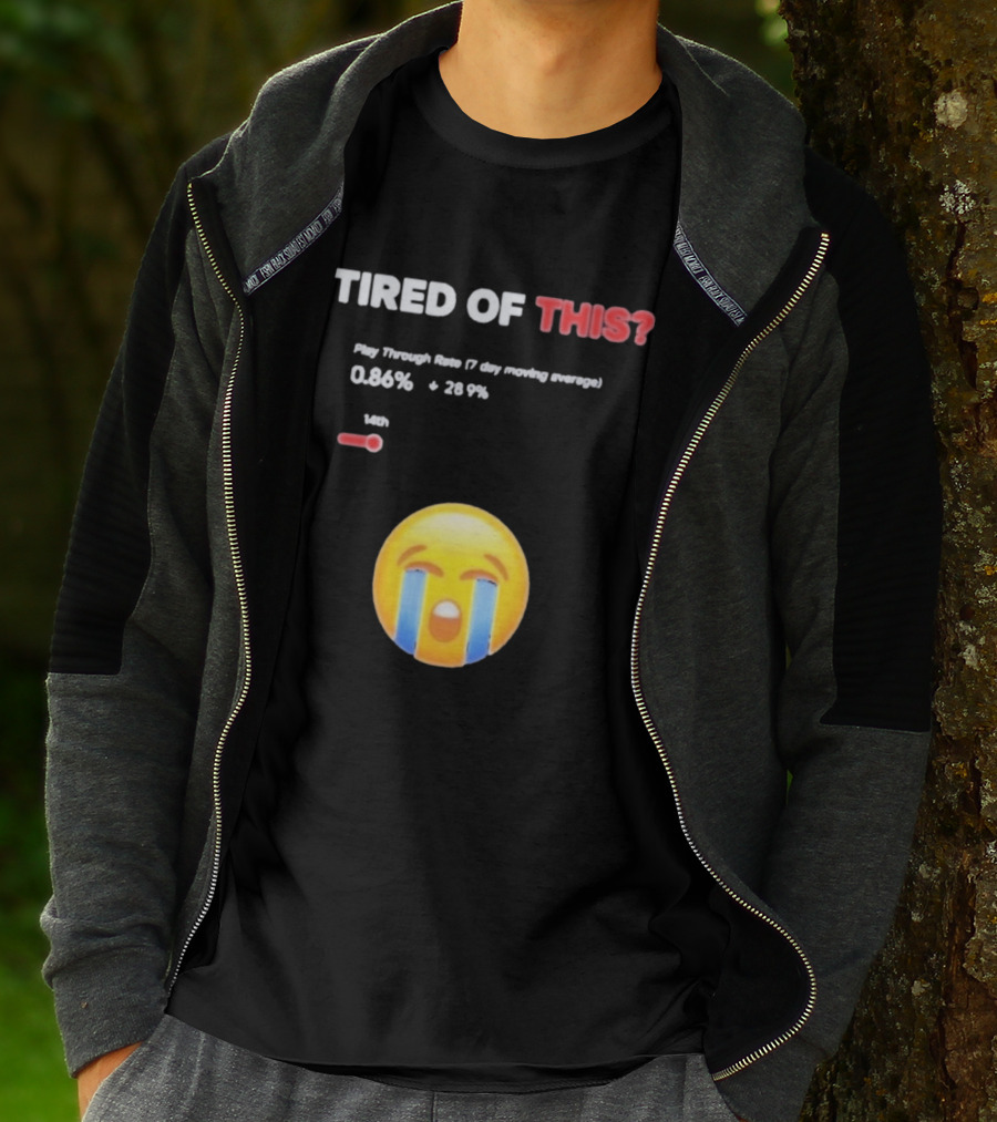 Tired Of This Play Through Rate 0.86% Crying Emoji Trend T-Shirt