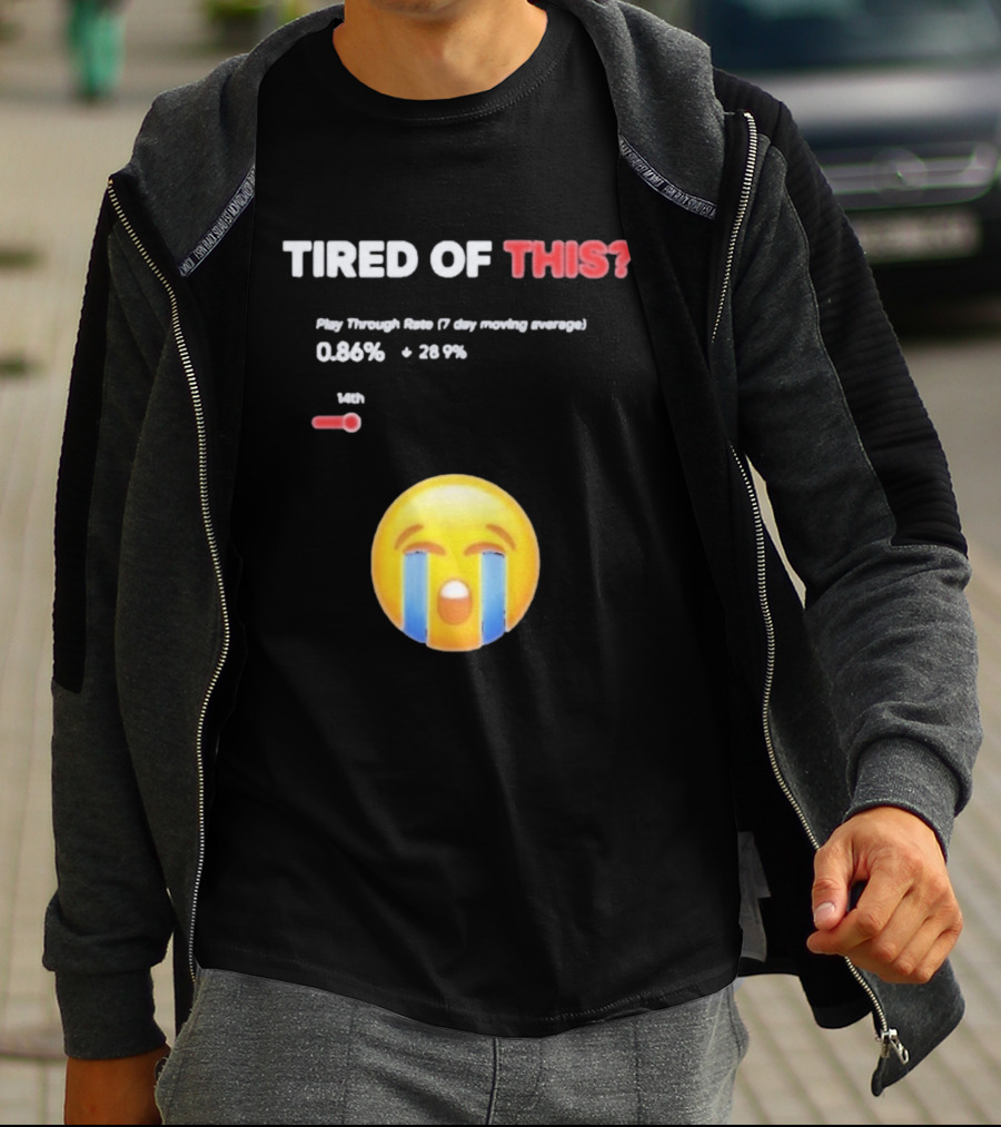 Tired Of This Play Through Rate 0.86% Crying Emoji Trend T-Shirt