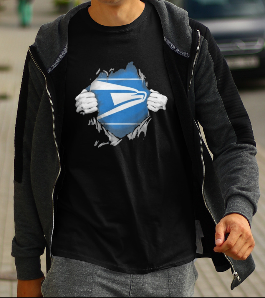 USPS Ripped Chest Superhero Torn Employee T-Shirt