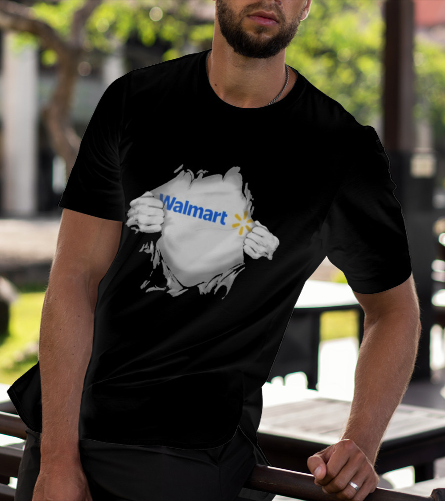 Walmart Ripped Chest Superhero Torn Employee T-Shirt
