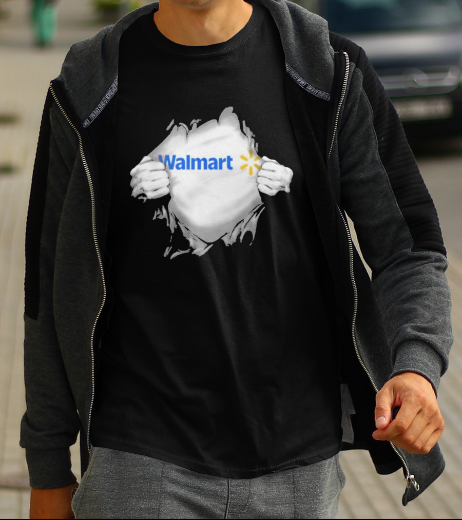 Walmart Ripped Chest Superhero Torn Employee T-Shirt