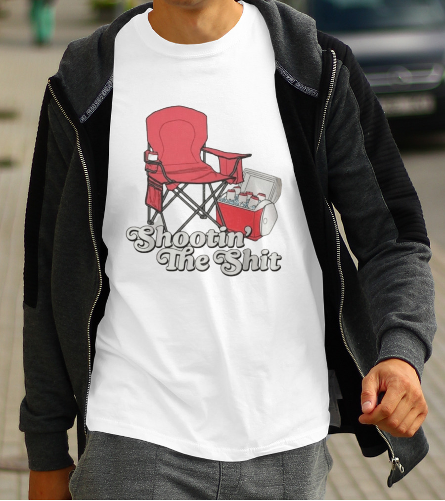 Shootin' The Shit Red Chair And Cooler BBQ Vibes T-Shirt