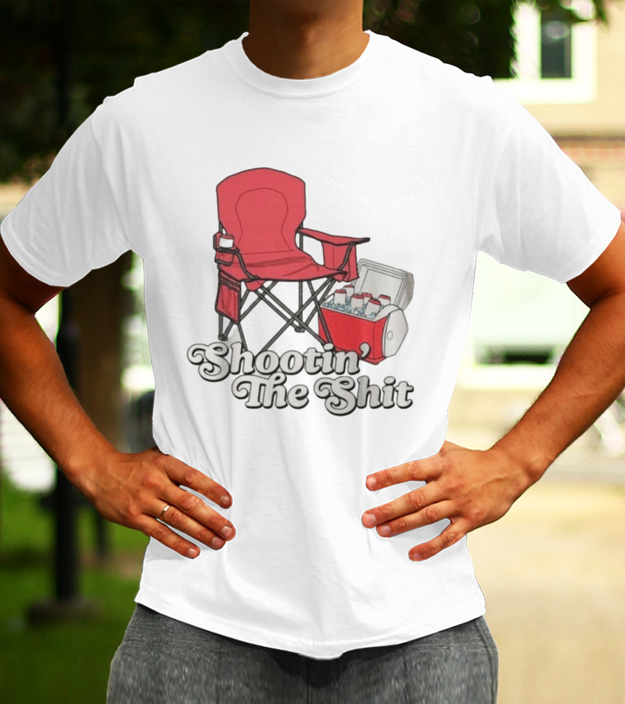 Shootin' The Shit Red Chair And Cooler BBQ Vibes T-Shirt