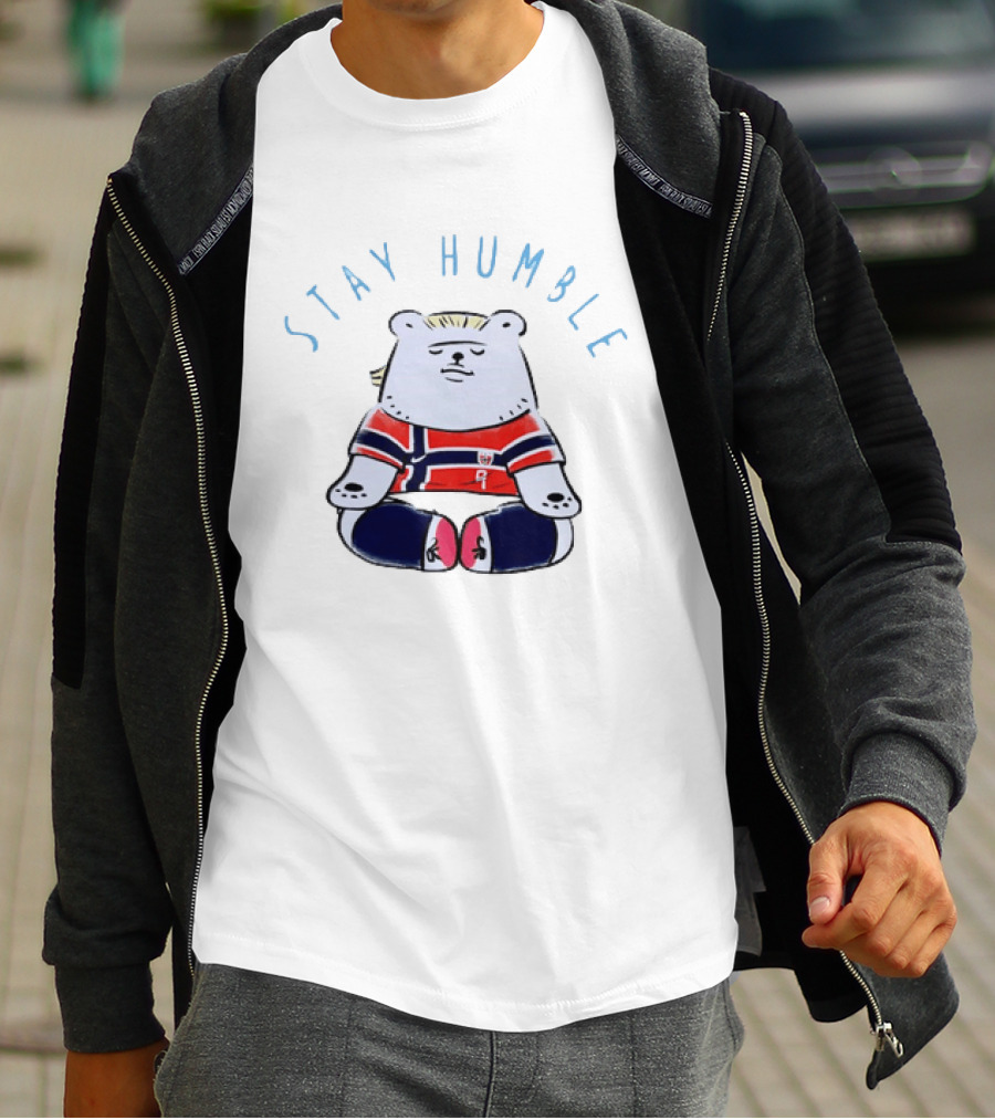 Stay Humble Meditating Bear Norway Erling Haaland Football Team T-Shirt
