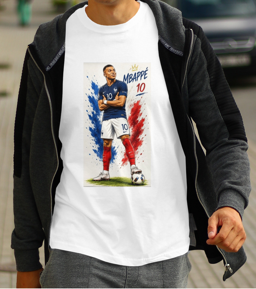 Kylian Mbappé France Soccer KM10 Caricature Star T-Shirt