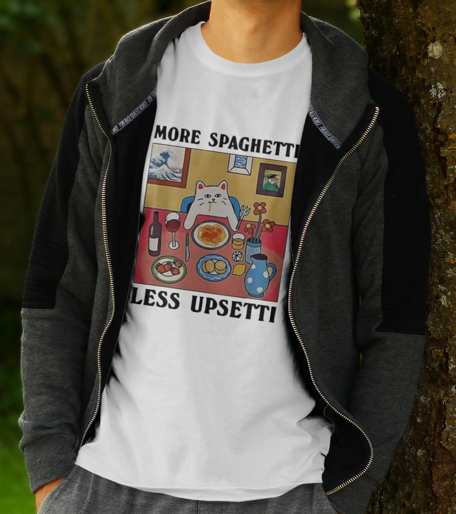 Lord Nermal Ripndip Cat More Spaghetti Less Upsetti Dinner Meal Foodie T-Shirt