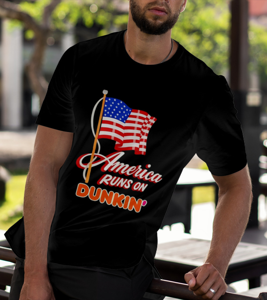 Patriotic America Runs On Dunkin' American Flag Pride T-Shirt