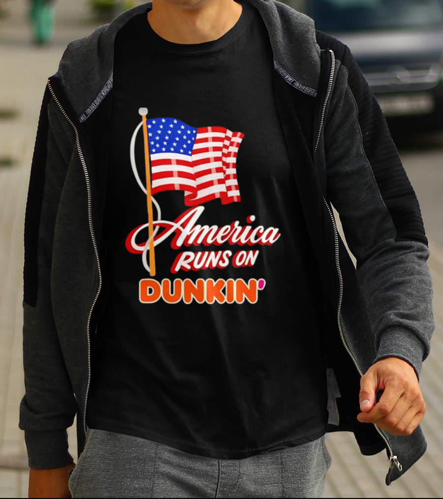 Patriotic America Runs On Dunkin' American Flag Pride T-Shirt