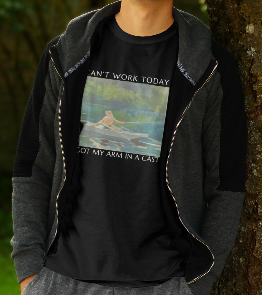 Can't Work Today Got My Arm In A Cast Fishing Boat Scenic T-Shirt