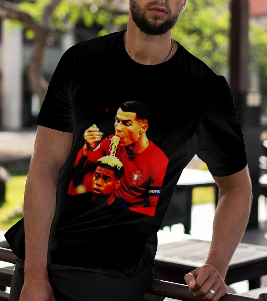 Cristiano Ronaldo Eating Noodles Meme Portugal Football UEFA T-Shirt