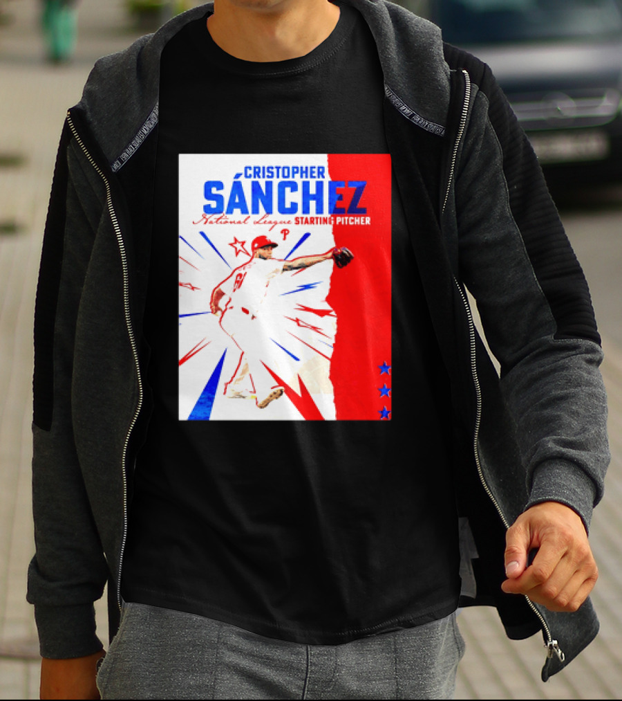Cristopher Sánchez Philadelphia Phillies National League Starting Pitcher Red White Blue Stars T-Shirt