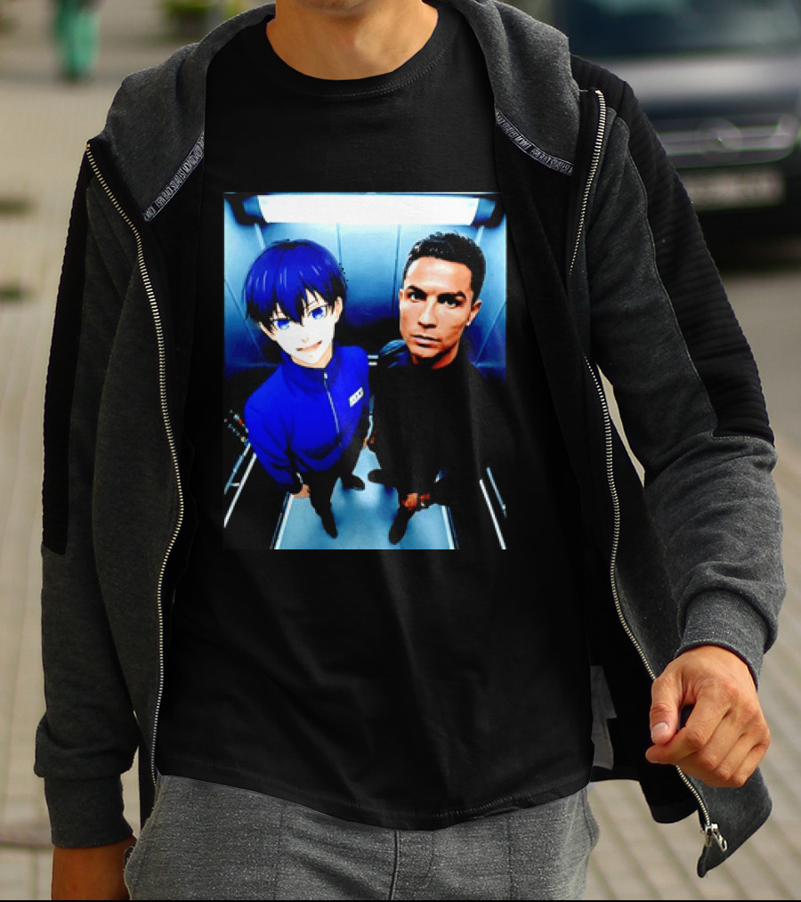 Ema Isagi Cristiano Ronaldo Collaboration Blue Lock Anime Football Star T-Shirt