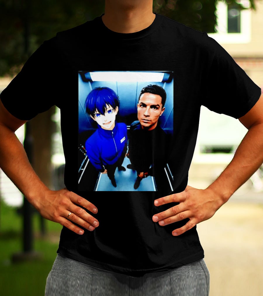 Ema Isagi Cristiano Ronaldo Collaboration Blue Lock Anime Football Star T-Shirt