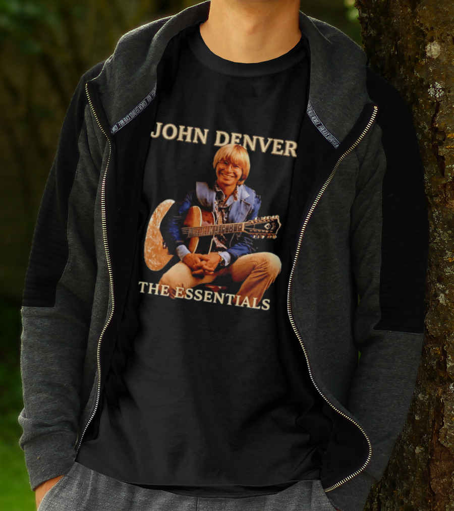 John Denver The Essentials Four Decades Of Folk Music Vintage Guitar T-Shirt