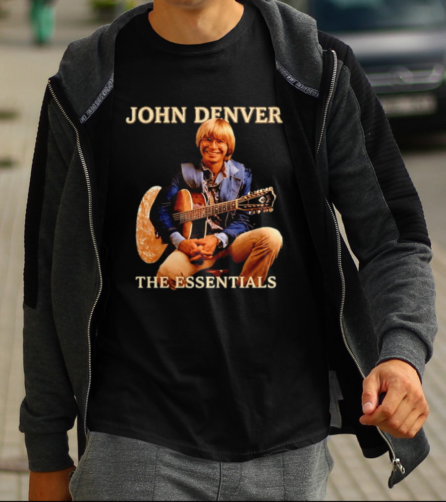 John Denver The Essentials Four Decades Of Folk Music Vintage Guitar T-Shirt