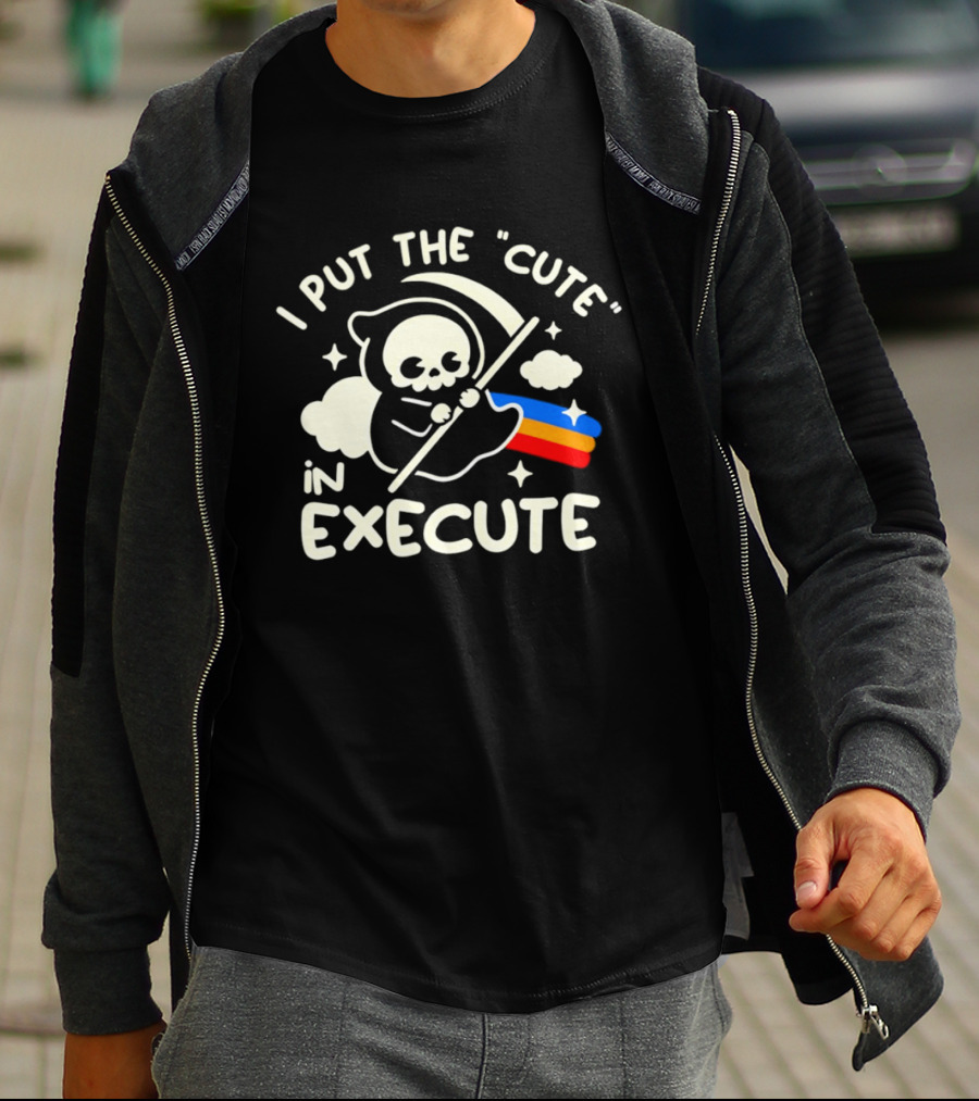 Kawaii Grim Reaper I Put The Cute In Execute Rainbow Scythe T-Shirt