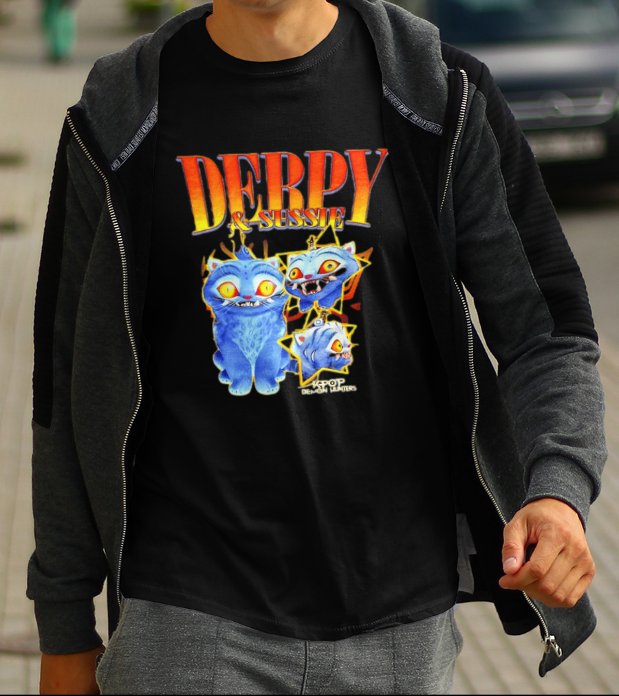 Derpy And Sussie KPop Demon Hunters 2026 Blue Cat Stars T-Shirt