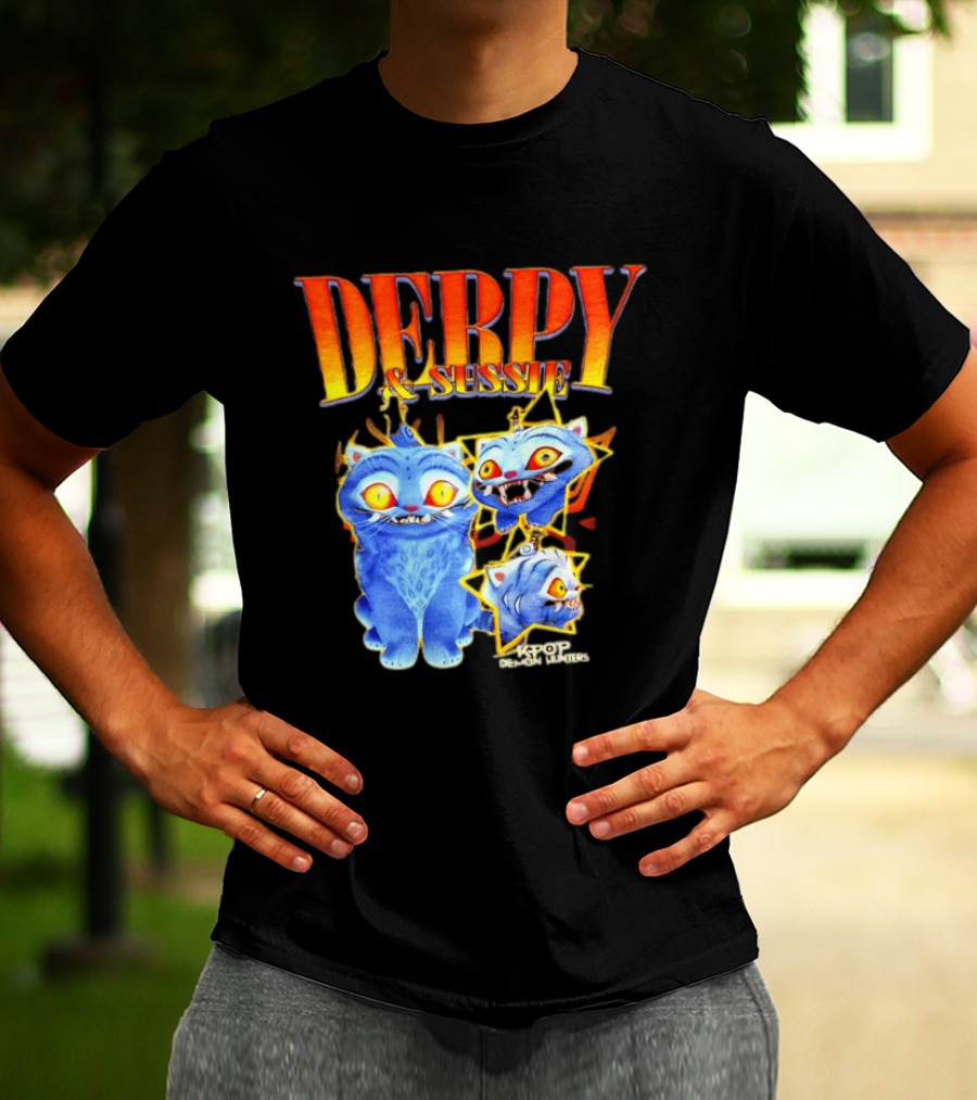 Derpy And Sussie KPop Demon Hunters 2026 Blue Cat Stars T-Shirt