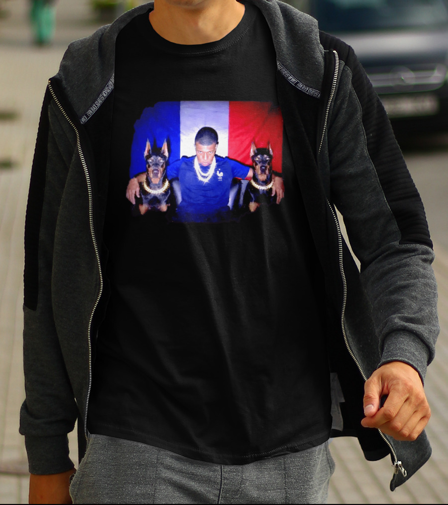Kylian Mbappe France National Football Team With Dogs French Flag T-Shirt