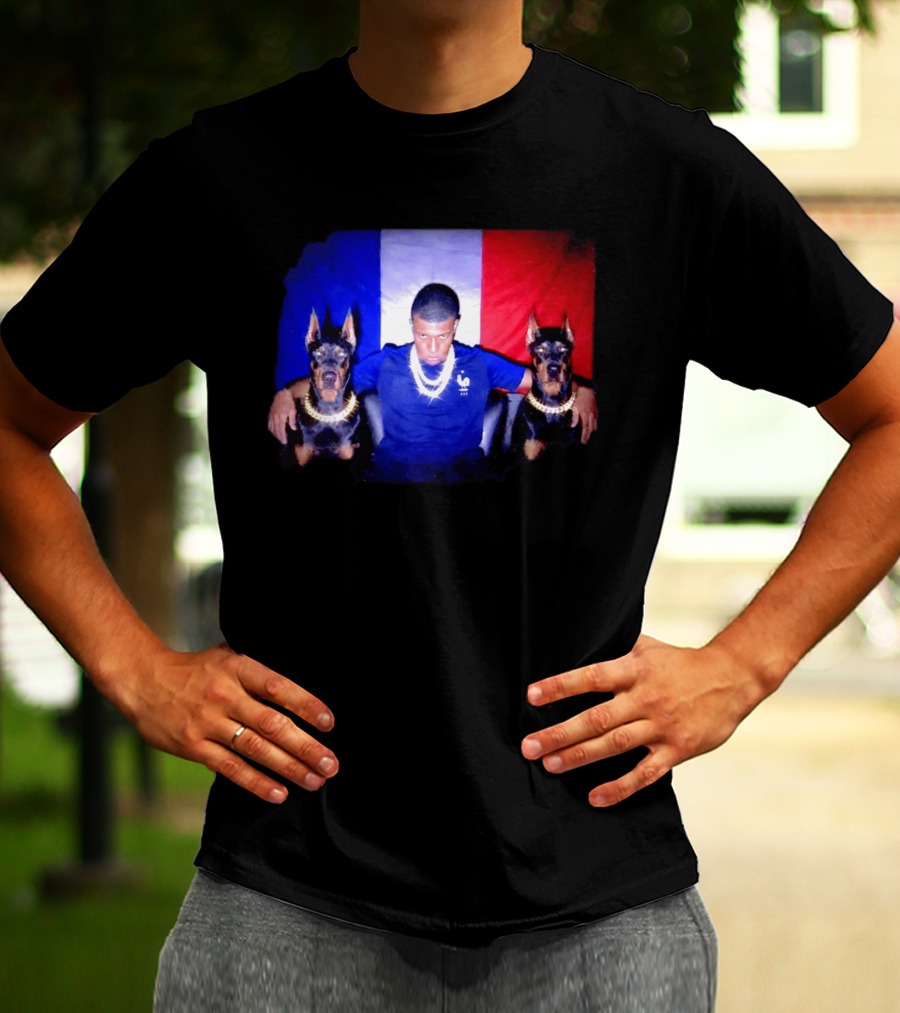 Kylian Mbappe France National Football Team With Dogs French Flag T-Shirt