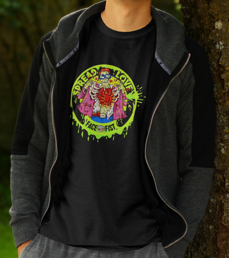 Spread Love Face Fist FMF Slime Variant Zombie Heart T-Shirt