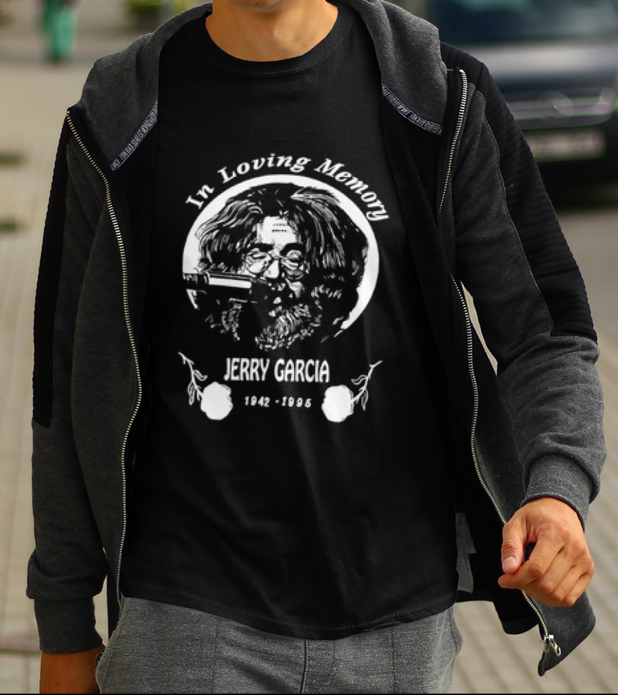 In Loving Memory Jerry Garcia 1942 1995 Grateful Tribute Guitar T-Shirt