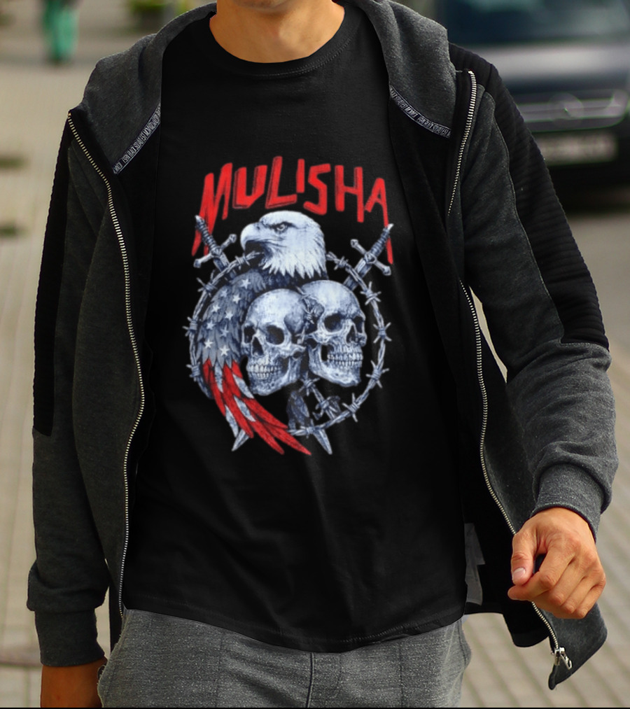 Mulisha Bald Eagle American Flag Skulls And Swords T-Shirt