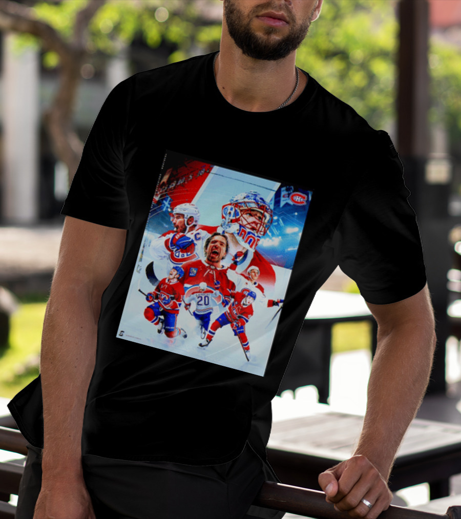 Montreal Canadiens Players And Goalkeeper Collage Featuring Number 20 T-Shirt