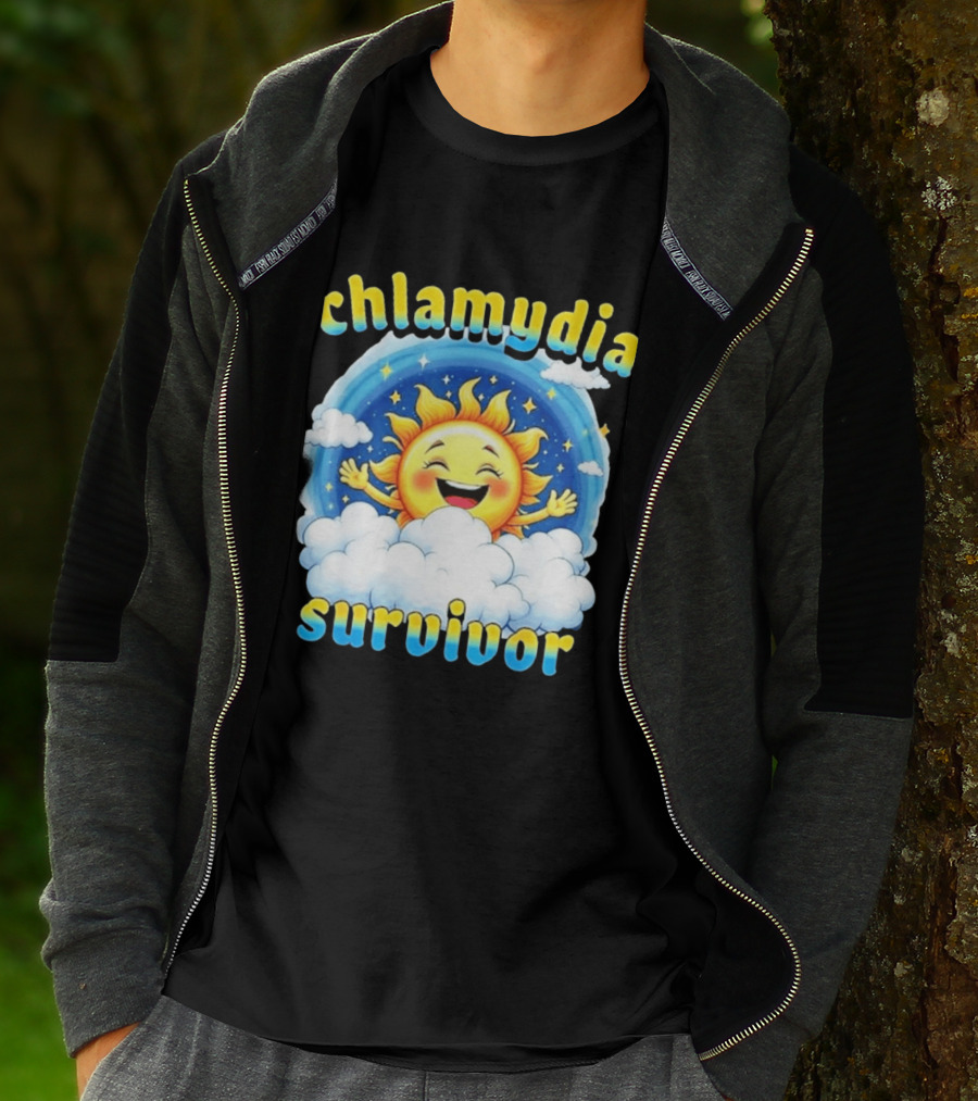 Chlamydia Survivor Sun Cartoon Humor Clouds Sky T-Shirt