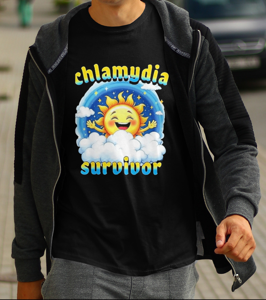 Chlamydia Survivor Sun Cartoon Humor Clouds Sky T-Shirt