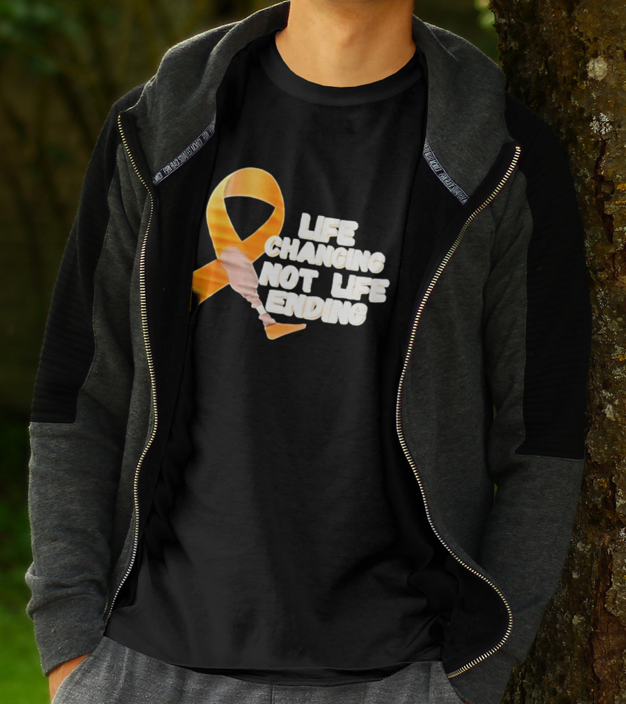 Life Changing Not Life Ending Ribbon With Prosthetic Leg T-Shirt