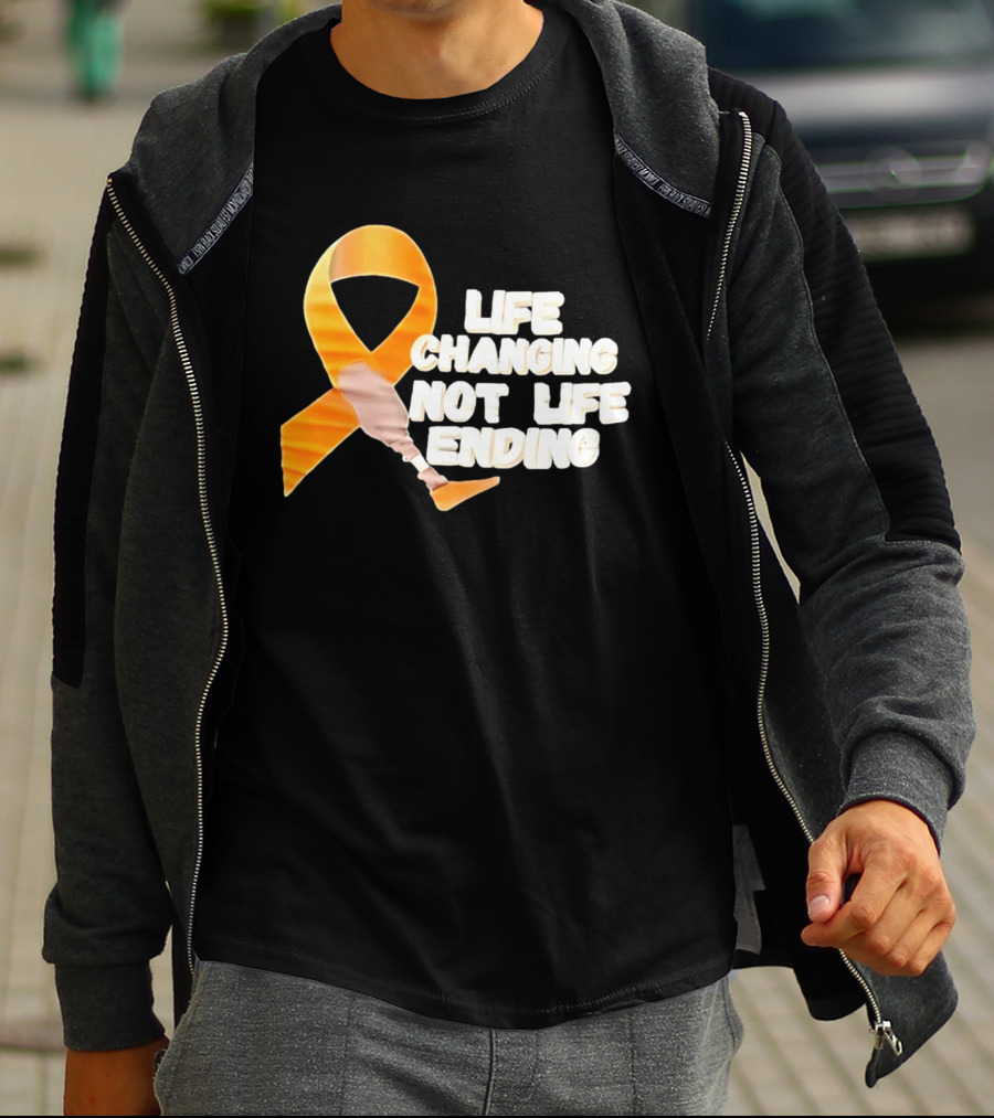Life Changing Not Life Ending Ribbon With Prosthetic Leg T-Shirt