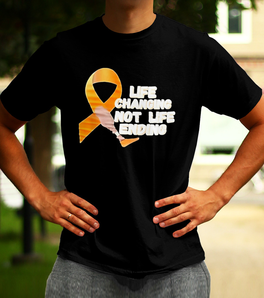 Life Changing Not Life Ending Ribbon With Prosthetic Leg T-Shirt