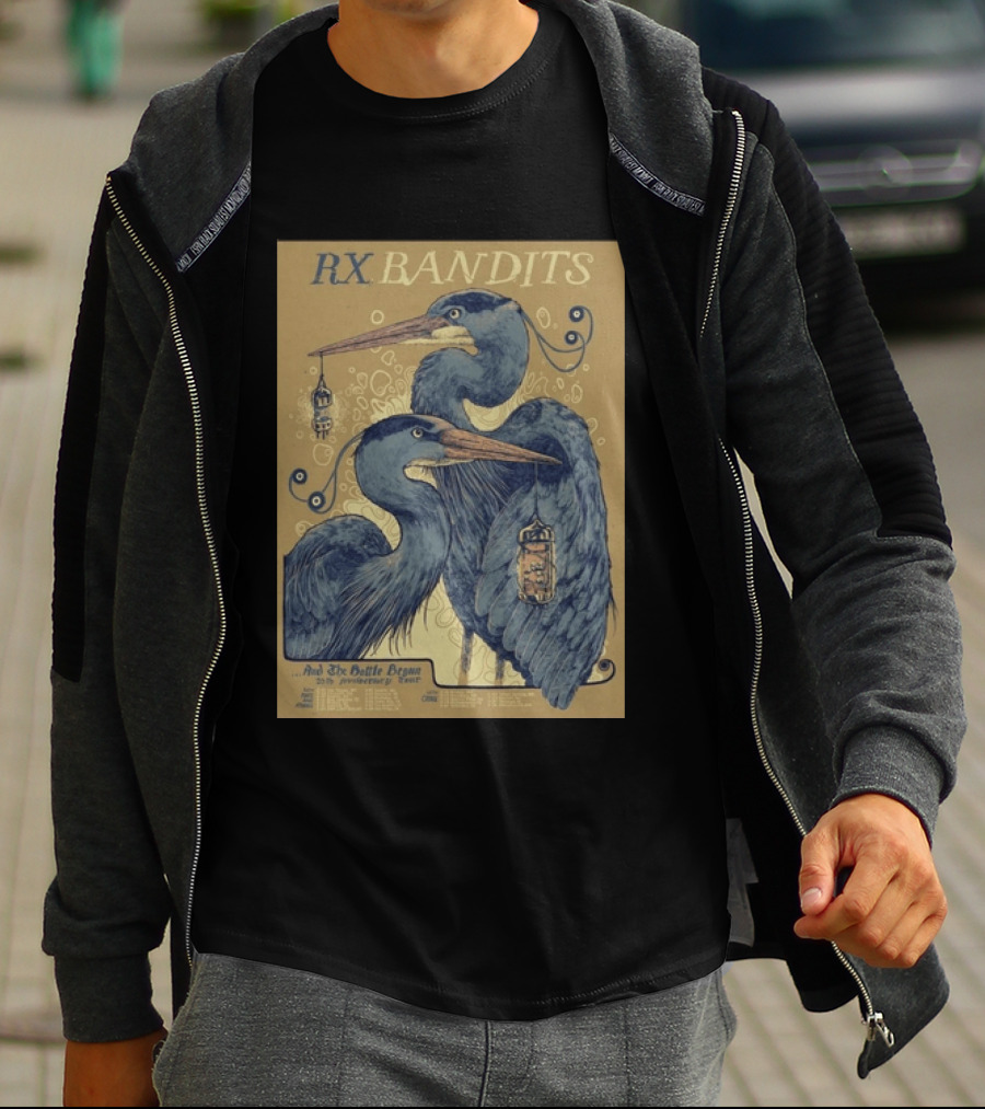 RX Bandits And The Battle Begun 20th Anniversary Tour 2026 Blue Heron T-Shirt