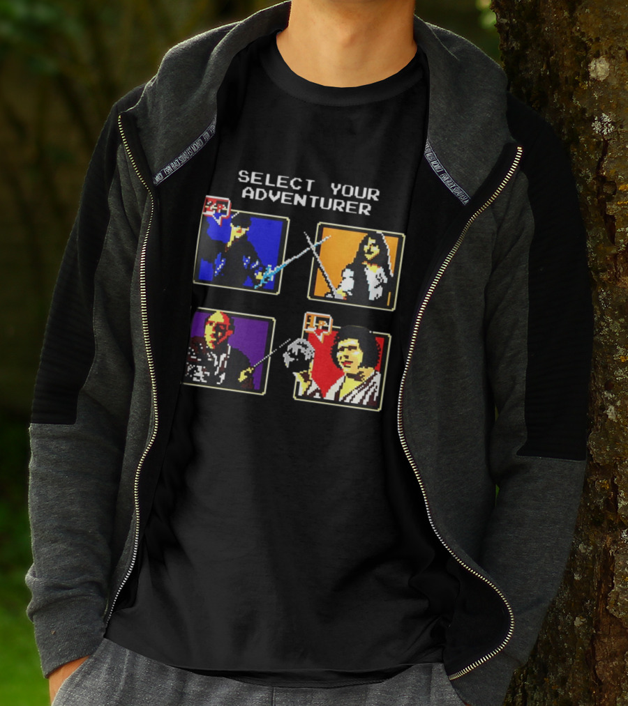 Select Your Adventurer 2p 1p 8 Bit Pixel Characters T-Shirt