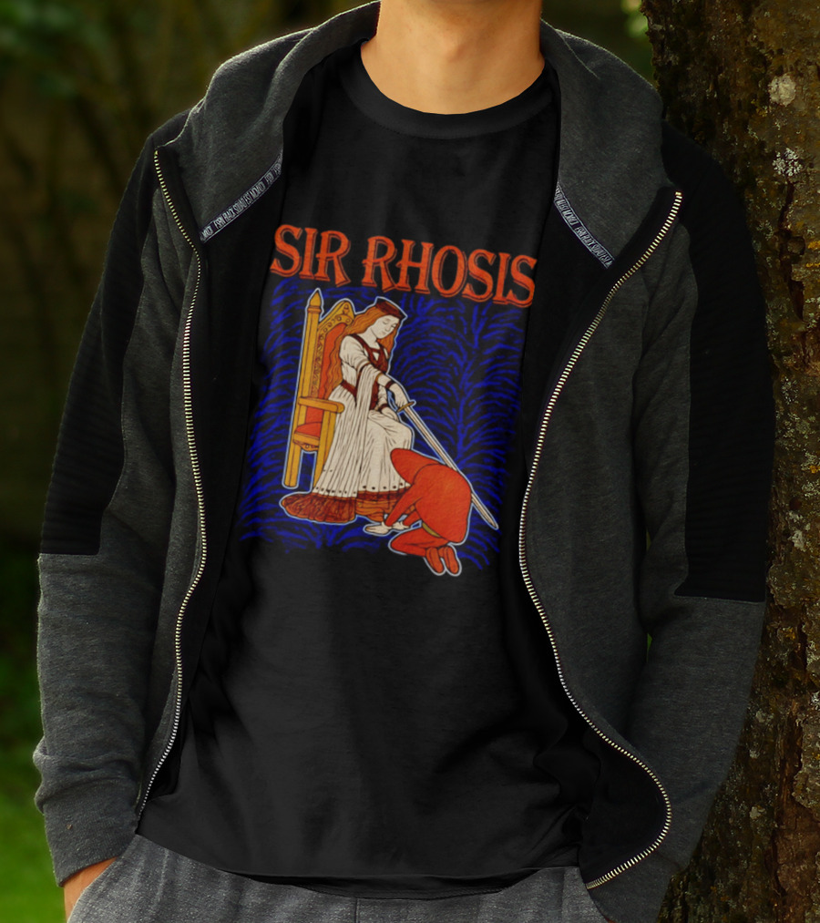 Sir Rhosis Medieval Pun Queen Knight Kneeling T-Shirt