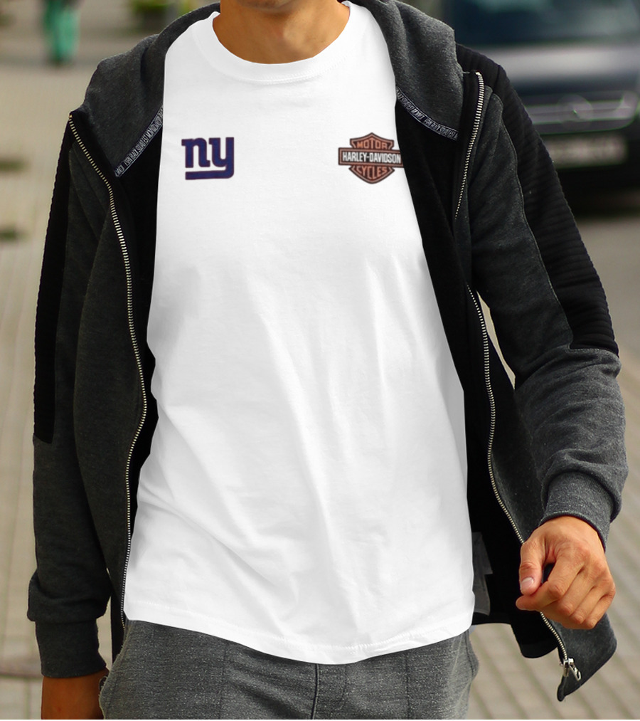 New York Giants Harley Davidson Motor Ride Loud Sundays Roll Built For Game Day T-Shirt