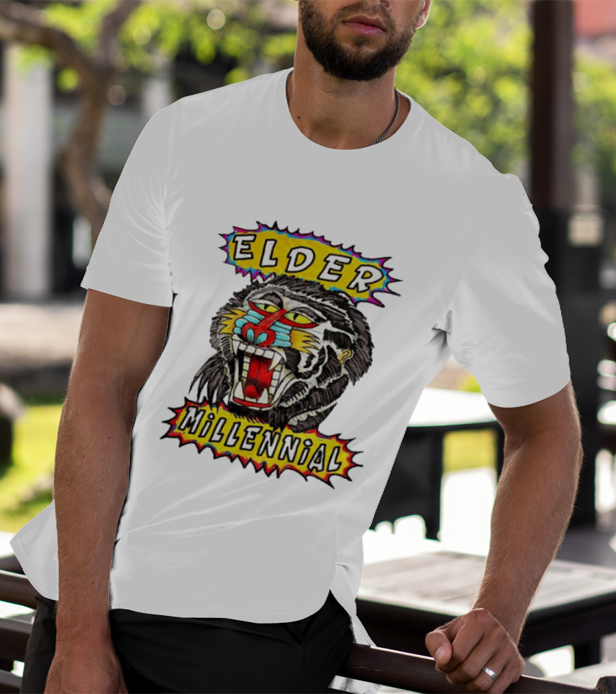 Elder Millennial Baboon Primate Roaring Head T-Shirt
