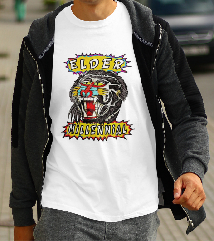 Elder Millennial Baboon Primate Roaring Head T-Shirt