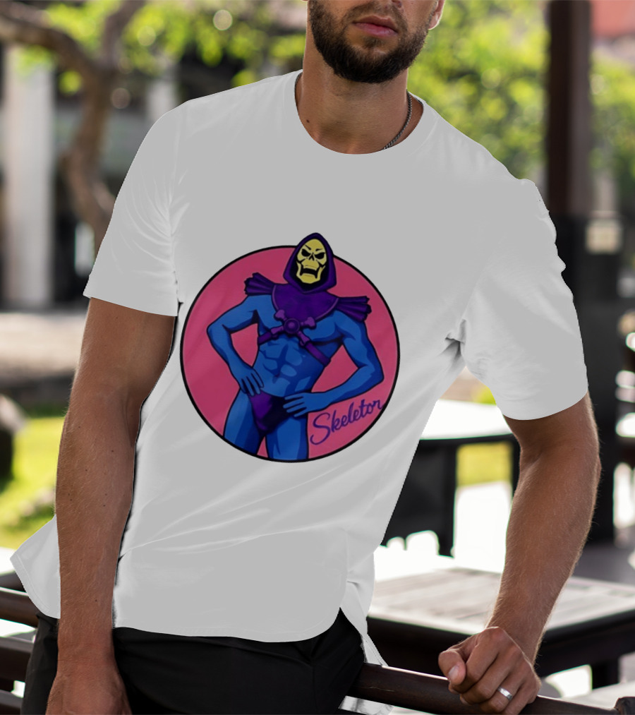 Skeletor Powerful Stance Pink T-Shirt