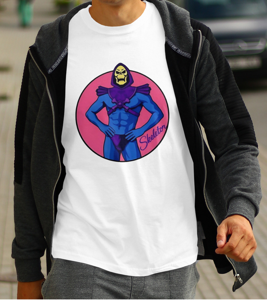 Skeletor Powerful Stance Pink T-Shirt