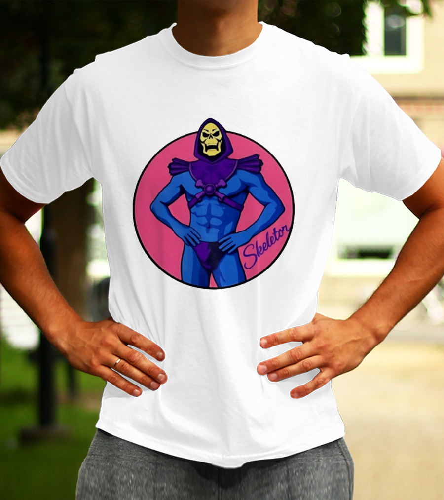 Skeletor Powerful Stance Pink T-Shirt